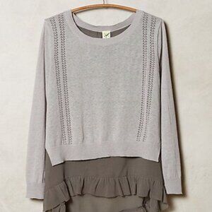 NWT Anthropologie Gray Two-Layer Sweater S